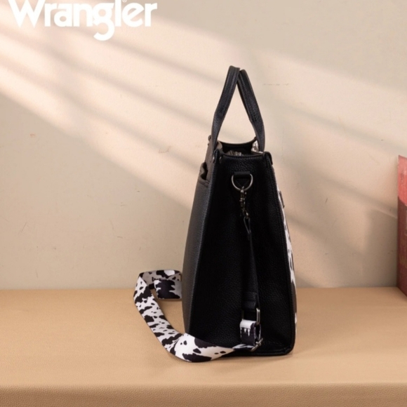 Wrangler Carry-All Large Tote Work Tote /Crossbody - Cow-Black - Picture 3 of 11